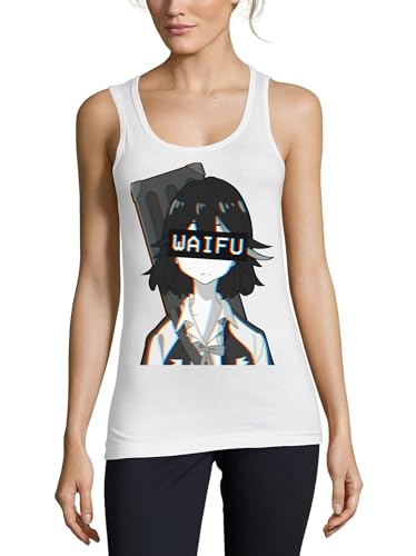 Camiseta sin mangas de mujer Atspauda Anime 106, top blanco de algodón transpirable