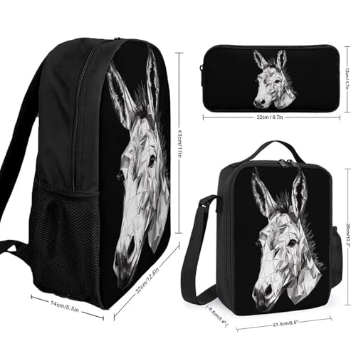 Donkey Drawing Head Large Travel Backpacks Carry on Backpack Weekender Bag with 2 Storage Pockets for Men And Women2