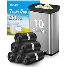 10 Gallon 200 Counts Extra Strong Trash Bags Tall Kitchen Garbage Bags by Teivio, 9 Gallon 10 Gallon,Bathroom Trash Can Bin Liners, Intended for Home,Plastic Bags for office kitchen Garden,Black