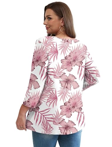 Image of OFEEFAN 3 /4 Length Sleeve Womens Tops 2026 Blouses for Women Dressy Casual Fashion Clothing V Neck Babydoll Tops Fall Outfits