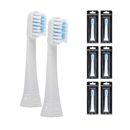 Têtes de brosse Megasonex plates et brossettes moyennes de rechange pour dents