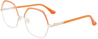 Blue Light Blocking Reading Glasses Hexagonal Men Women Metal Rimmed Eyewear Anti Eyestrain Computer Working Readers