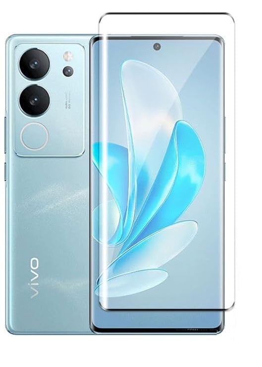 Image of UV Premium HD+ Tempered Glass For Vivo V29 / V29 Pro (6.78 Inch, Pack of 1) Full Adhesive Curved Glass 100% Fingerprint Working with installation kit