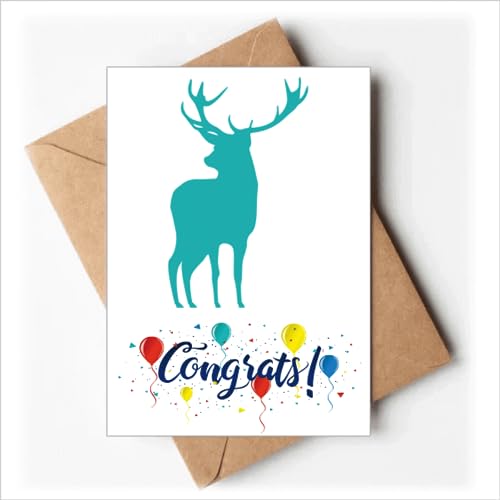 Cartes de mariage en bois bleu cerf avec enveloppes de félicitations pour les mariés