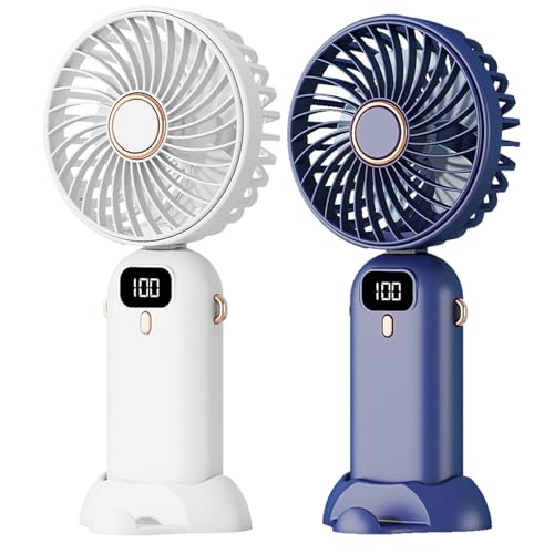 Mini Portable Fan 2 Pack Personal Handheld Fan Battery Operated Lightweight Small Personal Fan with 3 Speeds and USB Rechargeable Fan for Stylish Girl Kids Women Men Office Outdoor Travel Camping