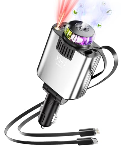 5 en 1 Chargeur Allume Cigare Voiture USB C [Cadeau Fete des Peres & Idee Cadeau Homme Papa Femme] Rétractable Chargeur Voiture avec aromathérapie Voyage Camping Car Accessoires pour iPhone Android