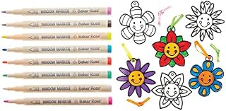 Baker Ross AT859 Fine Tip Glass Pens, For Kids Glass Painting Kit and Arts and Crafts Projects (Pack of 8) & AC770 Smiley Flower Suncatcher Crafts for Kids, Hanging Window Decoration Kit (Pack of 8)