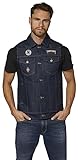rokkertech jacket Abriebfest Rokker Club Denim Motorrad Weste (Blue,M)