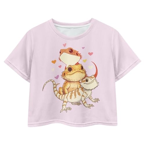 Image of Girls Fashion Crewneck Tee Shirts Casual Short Sleeve Crop Top Summer Outfits 5-14 Years Old