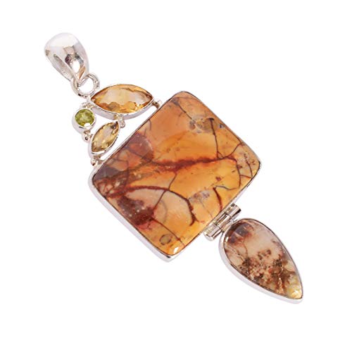 Pendentif citrine œil d'oiseaux en argent 925 pour sublimer vos tenues