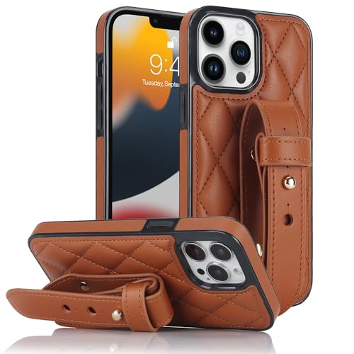 Coque iPhone 14 Pro Max étui de luxe marron pour femme élégante