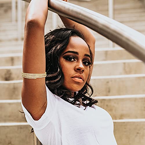 sailimue 8 Pcs Arm Cuff Upper Arm Band Cuff Bracelets for Women Minimalist Simple Coil Bangle Gold Silver Adjustable Open Armlet Armband Costume Jewelry Set3