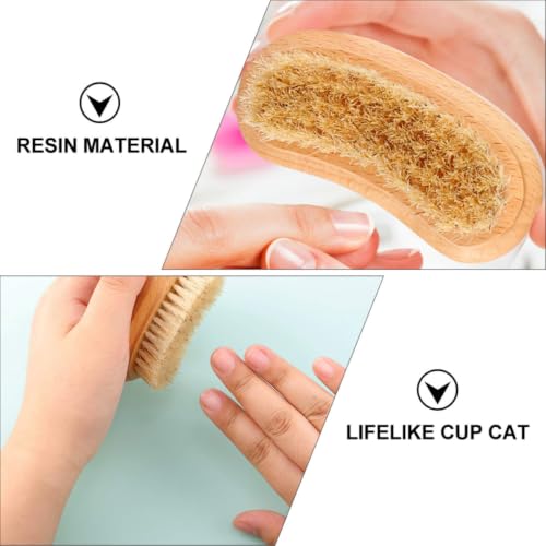 Cepillo de manicura Housoutil de madera de haya fina y cerdas claras de doble cara, 3 piezas 6