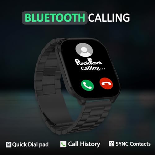 Image of PunnkFunnk H9 Metal Smart Watch 2.01 inch TFT Display, Bluetooth 5.0 with 100+ Sports Mode, Heart Rate & Blood Oxygen Monitor, Call & Message Reminders Compatible with Android & iOS (Metal Black)