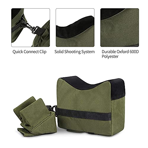 Shooting Rest Bags, Rest Front & Rear Support Sandbag Stand Holders with 600 Denier Polyester for Rifle Hunting (Army Green) - Thumbnail 3