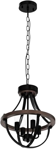 Miniatura 4 de Lámpara de araña de granja, moderna lámpara colgante colgante, lámpara de techo rústica de 4 luces, lámpara vintage para pasillo, vestíbulo,