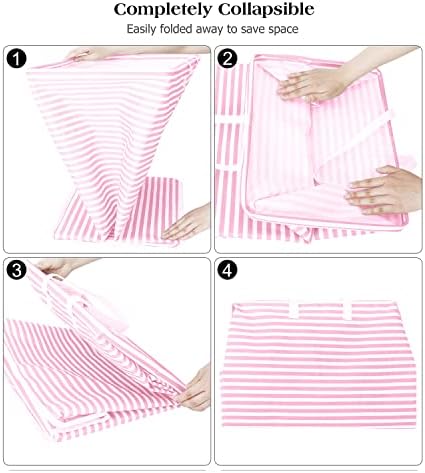 Large Laundry Baskets Waterproof 75L Collapsible Laundry Hamper Freestanding Tall Clothes Hamper with Handles, Foldable Washing Bin Water Resistant Storage Basket Storage Bags for Clothes Toys (Pink)