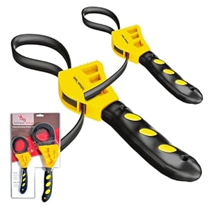 Oil Filter Wrench Adjustable Set – 2pcs, Plumbing Wrench for Tight Spaces Use as Jar Opener, Pipe Wrench, Rubber Strap Wrenches Used by Mechanics, Plumber Tools