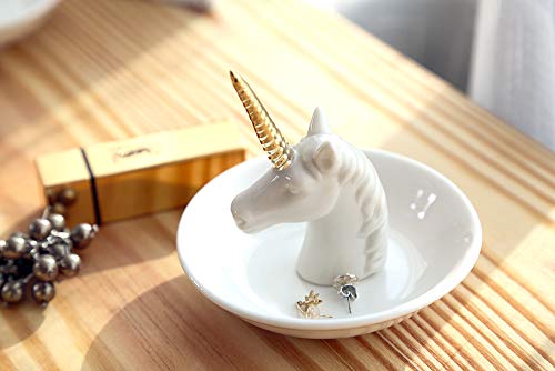 Image of PUDDING CABIN Unicorn Ring Holder - Dish for Rings, Earrings, Trinkets Organizer - Women's Birthday, Wedding, Bridesmaid, Christmas, Valentine's Day Gift