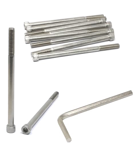 iexcell 10 Pcs 1/4-20 x 4 Partially Threaded Stainless Steel 304 Hex Socket Head Cap Screws Bolts Kit