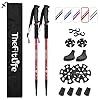 TheFitLife Nordic Walking Trekking Poles - 2 Packs with Antishock and Quick Lock System, Telescopic, Collapsible, Ultralight for Hiking, Camping, Mountaining, Backpacking, Walking, Trekking (Red)