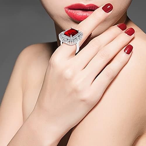 Uloveido Luxury 5 Carat Synthetic Emerald Ring, White Gold Plated Adjustable Emerald Cut Cubic Zirconia Rings Y988 - Image 3