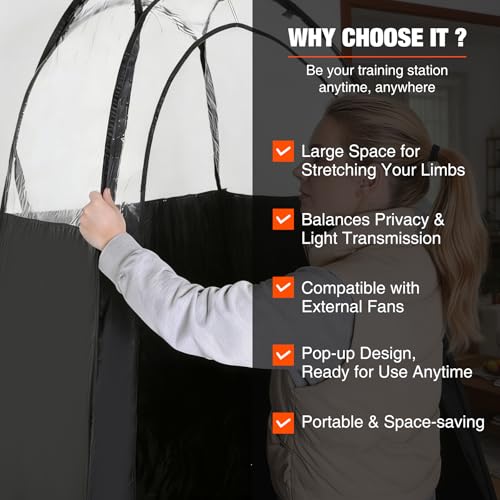 REDCAMP Large Spray Tan Tent, Pop Up Tanning Tent with Carry Bag, Portable Sunless Tanning Booth with Clear Top, Rear Opening for Extraction Fan, Easy Clean for Professional Technicians & Home Use