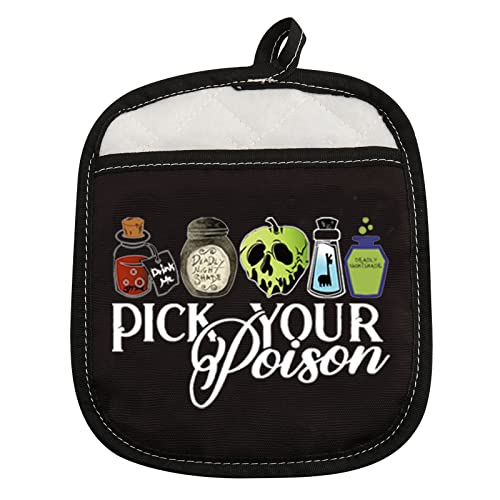 Zjxhpo Halloween Evil Queen Pot Holder Gift Villain Lover Baking Gift Pick Your Poison Oven Mitts Gift Witch Oven Pads Pot Holder (Poison Holder) #TOP30