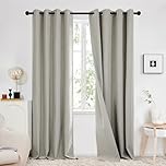 Deconovo Full Blackout Curtains with Double-sided Faux Linen, Thermal Insulated Eyelet Thick Flax Solid Curtains for Living Room, 66x90 Inch(Width x Length), Linen Grey, 2 Panels