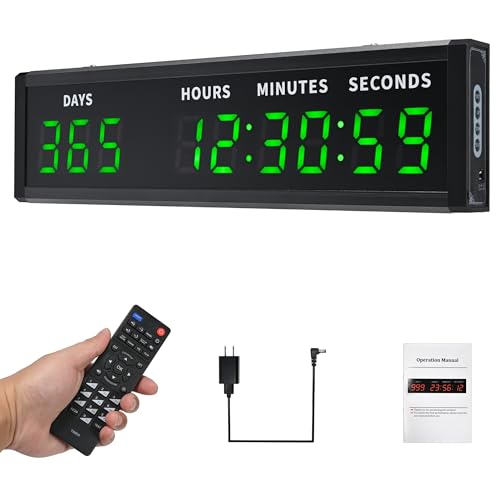 WQV Large Display Digital Countdown Clock, LED Large Display Count Up/Count Down Timer, 999 Days...