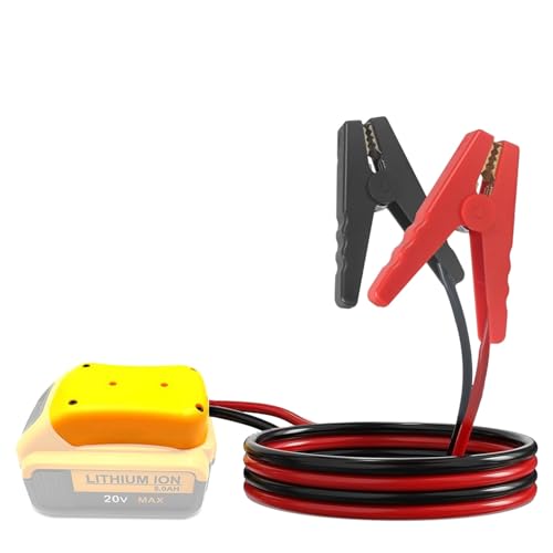 Beleeb Jumper Cables for Car with Adapter for DEWALT 20V Batteries, 8AWG 2FT Auto Booster Cable for Jump Starting Car Using Tool Battery