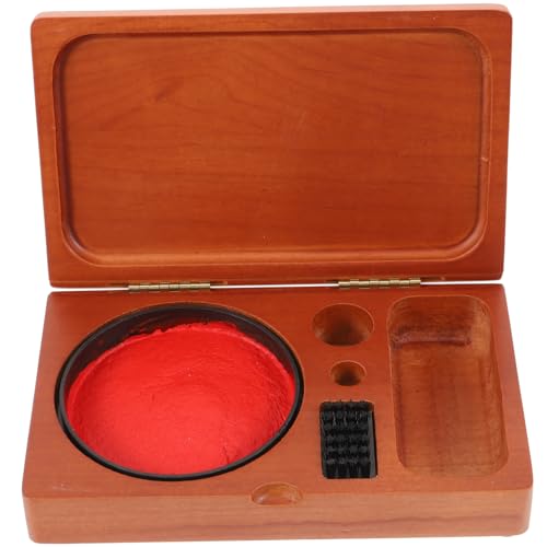 IWOWHERO Vintage Stamps Letter Stamps Crafting Ink Pad Storage Box Wooden Seal Box for Ink Paste Container
