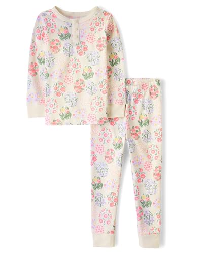 Gymboree,Girls,and Toddler 100% Cotton Henley Long Sleeve Top and Pants,Gymmies Pajama Set,Festive Eggs,3 Years