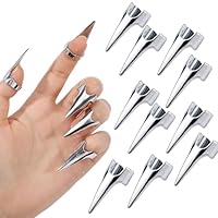 LAKPYN 10 Stück Retro Punk Cool Rock Gothic Ferse Finger Kralle Spike Ring Offen Personalisierte Schmuck Cosplay Party Geschenk, Fingernagelspitzen-Klauenringe Punk-Fingerspitzen