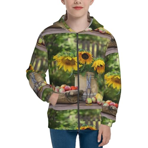 Vintage Wooden Bucket Kids Pullover Hoodies Boys Zip Up Sweatshirts Girls Athletic Clothes with Pocket3