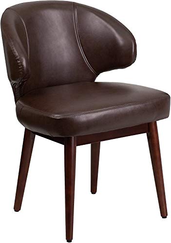 Flash Furniture BT-4-BN-GG Comfort Back Series Brown LeatherSoft Side Reception Chair with Walnut Legs Flash Furniture BT-4-BN-GG Comfort Back Series Brown LeatherSoft Side Reception Chair with Walnut Legs