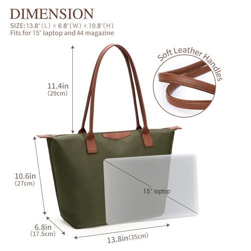 Image of Tote Bag for Women, Casual Hobo Bag Vegan Leather Top-Handle Purse Foldable Shoulder Nylon Zipper Handbag