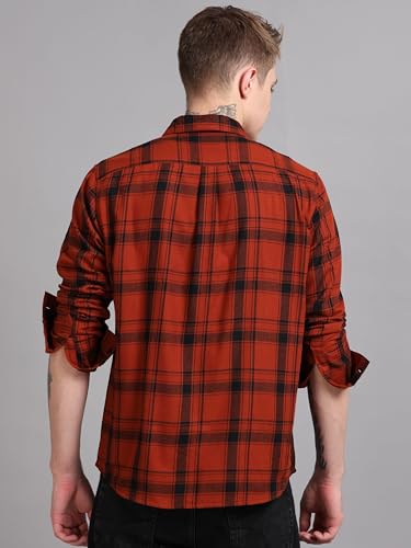 Image of StitchX Men's Full Sleeve Checkered Casual Spread Collar Cotton Shirt