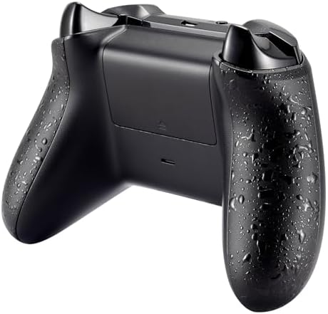 eXtremeRate Textured Black Back Panels, Comfortable Non-Slip Side Rails, 3D Splashing Handles, Game Improvement Replacement Parts for Xbox One X & Xbox One S Controller — view 2