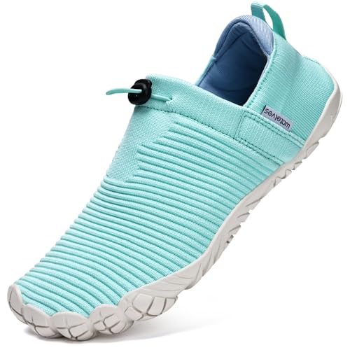 Image of WateLves Water Shoes Womens Mens - Comfortable Lightweight Striped Pattern Barefoot Shoes for Beach Swim Pool Yoga Boating Water Aerobics