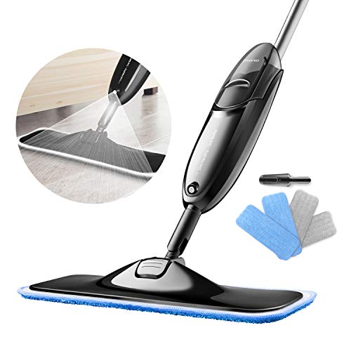 iTvanila Hardwood Floor Mop, Spray Microfiber Mop with 4 pcs Reusable Microfibre Pads, 360 Degree Rotating Easy to Clean Dry/Wet Mop for Hardwood Floor, Wood, Laminate, Tile.MOP-W1