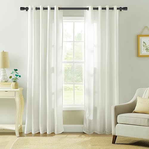 Ottsuls Curtain Rods for Windows, 32 to 46 or 58 Inches Max Adjustable Length, 1 Inch Diameter, Black Decorative Curtain Rod Set, Rustproof Heavy Duty Metal Pole with Brackets - Thumbnail 6
