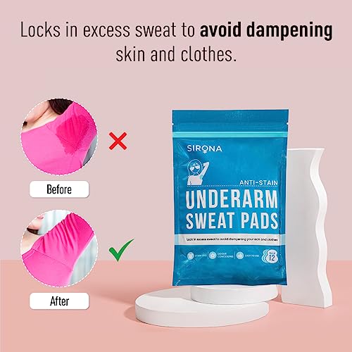Sirona Disposable Underarm Sweat Pads | Ultra-Thin, Soft & Rash-Free Antiperspirant Shields | Absorbent Odour Blocker, Stain-Free Protection | Ideal for Hyperhidrosis | Pack of 12 Pads - Image 2