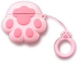 جراب سيليكون ناعم بتصميم ثلاثي الأبعاد مضحك وفريد من نوعه ومضاد للصدمات يدعم الشحن اللاسلكي بتصميم لطيف لعلبة سماعات ايربودز برو من في وايند، نمط مخلب قطة (وردي)