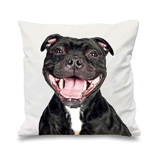 jingqi Rolig Staffordshire Bullterrier kuddöverdrag personal skrattar personal hund prydnadskudde fodral nyhet hundar valp gåvor heminredning