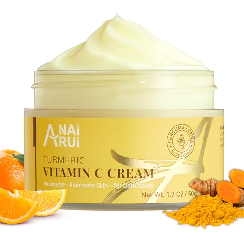 ANAiRUi Crema viso curcuma vitamina C, crema viso collagene per pelle secca, crema viso curcuma per rimuovere macchie scure, anti-invecchiamento, tono uniforme della pelle 50 g
