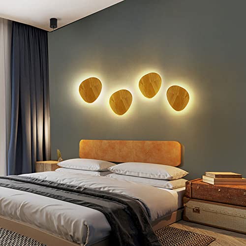 Farol de pared de madera nórdica para fondo de sala de estar 4