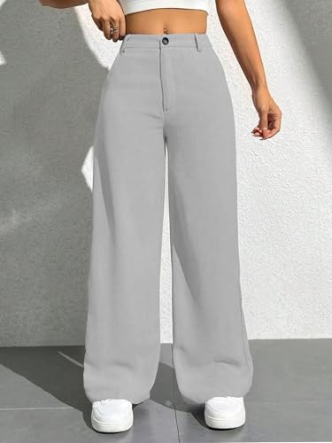 Image of Toochki Trousers for Woman Pants Women's Formal Office Korean | Beige Black Track Pant | Straight | Cotton Spandex Stretchable Trouser | High-Waisted Bottom Wear