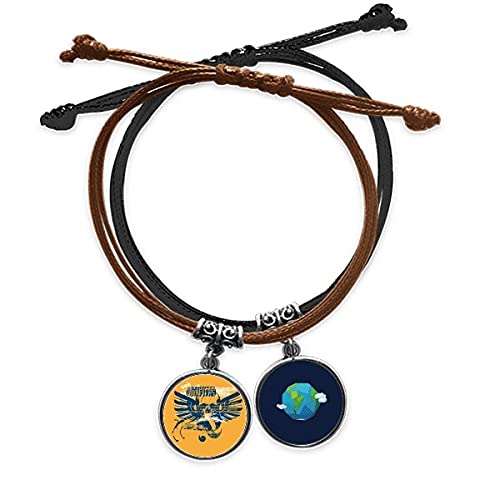 Pulsera de cuero con calavera y alas azul para evitar accesorios aburridos