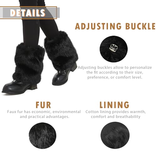 Image of Fur Leg Warmers Furry Faux Fur Winter Leggings Boot Cuffs Toppers for Women